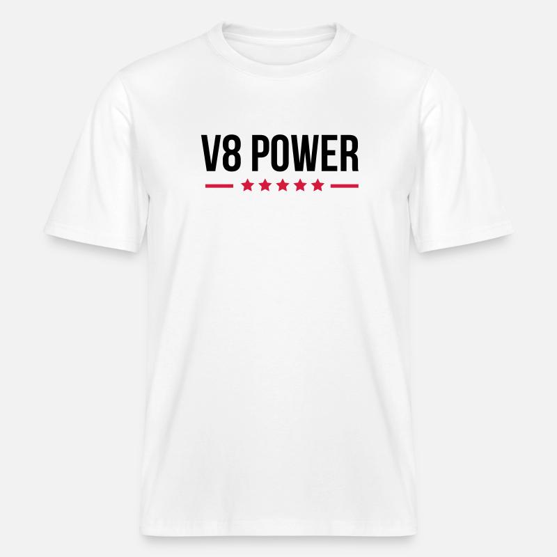 V8 Power - T-shirt unisexe RELAXED FIT en coton bio - blanc