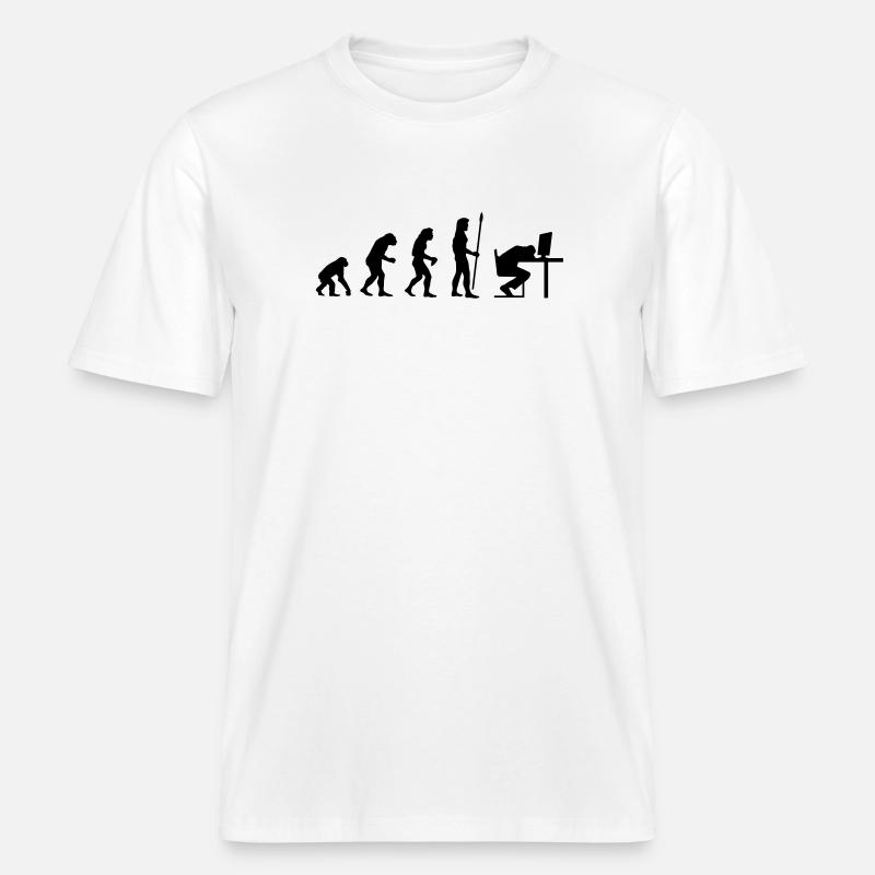 evolution_pc_4 -  RELAXED FIT Unisex Organic T-Shirt - white