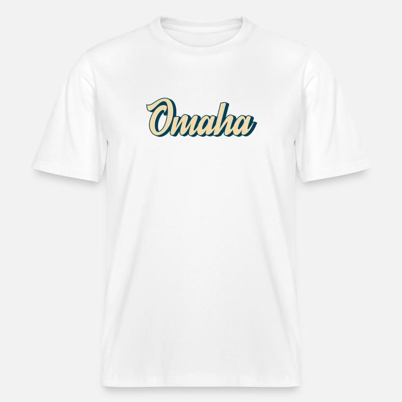 Omaha Script Rétro -  T-shirt unisexe RELAXED FIT en coton bio - blanc