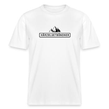 Härzbluetbündner, Stolzer Bündner aus Graubünden -  RELAXED FIT Unisex Organic T-Shirt - Weiß - Vorne - Alina (178cm) & Michal (187cm)