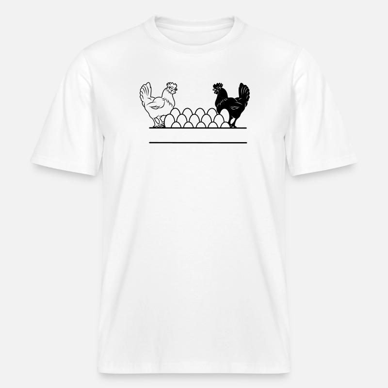 Hähnchen dunkles und helles Monogramm -  RELAXED FIT Unisex Organic T-Shirt - Weiß