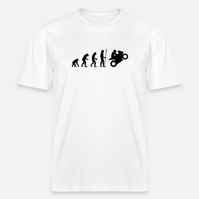 evolution_biker -  RELAXED FIT Unisex Organic T-Shirt - white