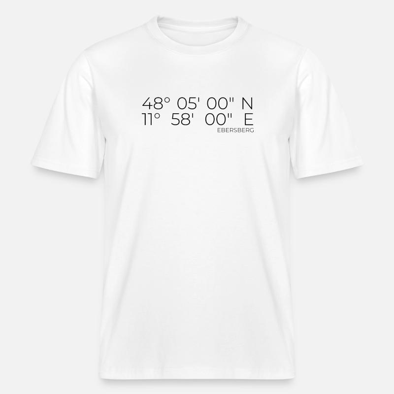 Coordinates Ebersberg, Bavaria -  RELAXED FIT Unisex Organic T-Shirt - white