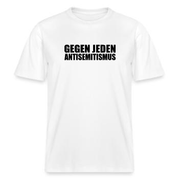 Gegen jeden antisemitismus -  RELAXED FIT Unisex Organic T-Shirt - Weiß - Vorne - Alina (178cm) & Michal (187cm)