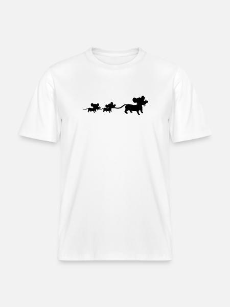 mus, familj, mamma, pappa, 2, barn, mamma, silhuett -  Unisex ekologisk T-shirt med avslappnad passform - vit