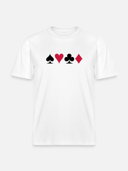 Poker (V) -  RELAXED FIT Unisex Organic T-Shirt - white