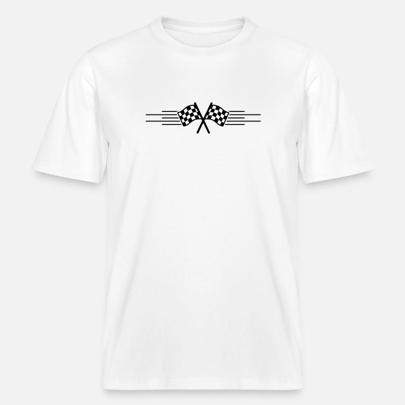 Course de drapeaux de course -  T-shirt unisexe RELAXED FIT en coton bio - blanc