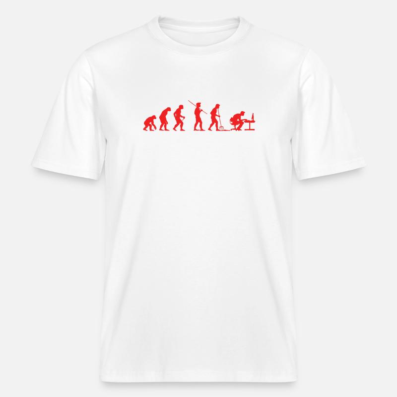 Evolution Gamer | Computer Freak Nerd PC - RELAXED FIT Unisex Organic T-Shirt - Weiß