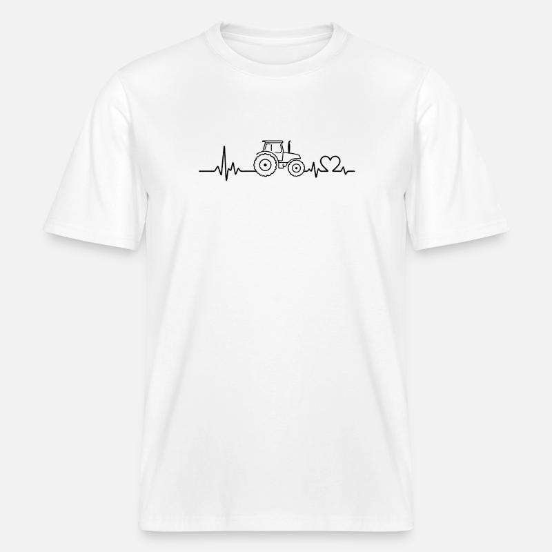 Traktor Puls EKG Herzfrequenz -  RELAXED FIT Unisex Organic T-Shirt - Weiß