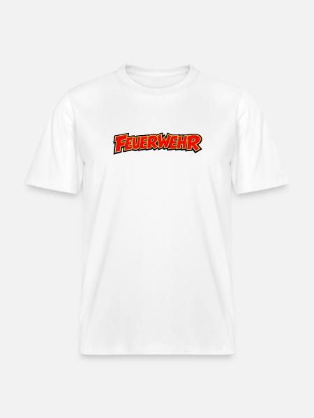 Feuerwehr Comic Schriftzug -  RELAXED FIT Unisex Organic T-Shirt - Weiß