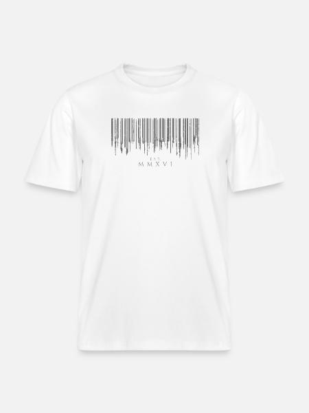 Barcode Tropfen Gray Est. MMXVI - RELAXED FIT Unisex Organic T-Shirt - Weiß