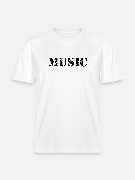 music as a stamp print design - RELAXED FIT Unisex Organic T-Shirt - white