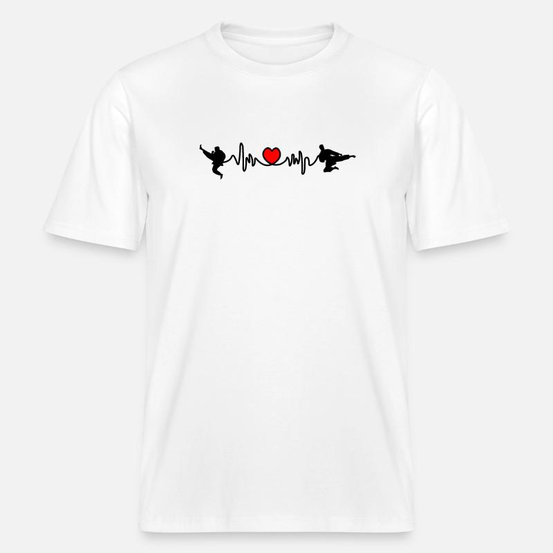 Karate Cardio oder Herzfrequenz mit Karate-Kicks -  RELAXED FIT Unisex Organic T-Shirt - Weiß