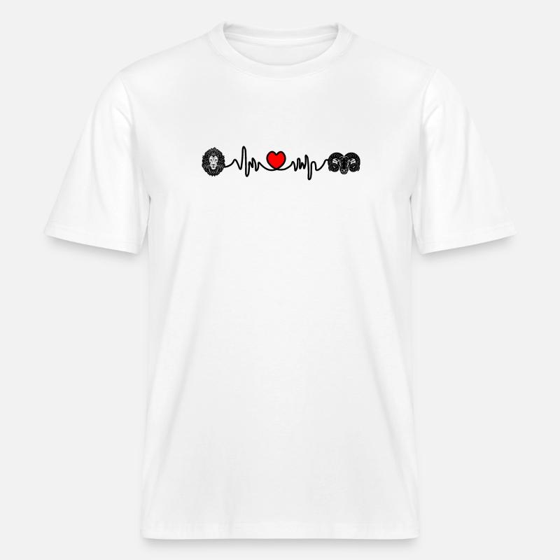 Herzfrequenz Cardio Löwe Widder -  RELAXED FIT Unisex Organic T-Shirt - Weiß