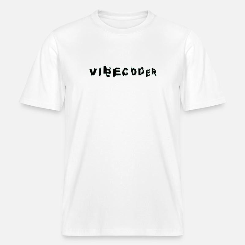VibeCoder Glitch Neon -  T-shirt unisexe RELAXED FIT en coton bio - blanc