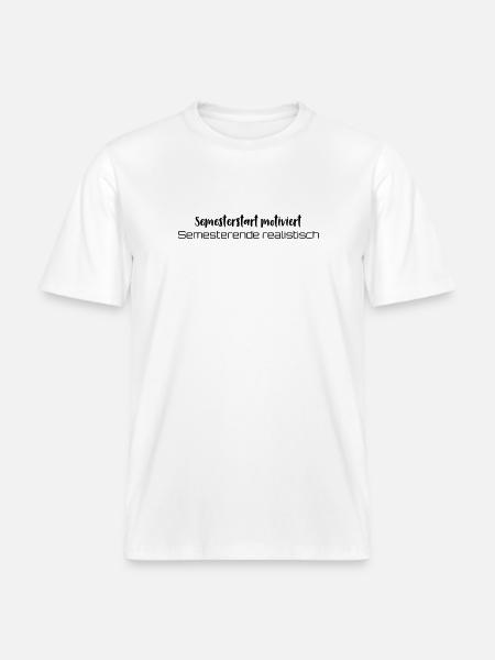 Coffee → learning → existential crisis -  RELAXED FIT Unisex Organic T-Shirt - white