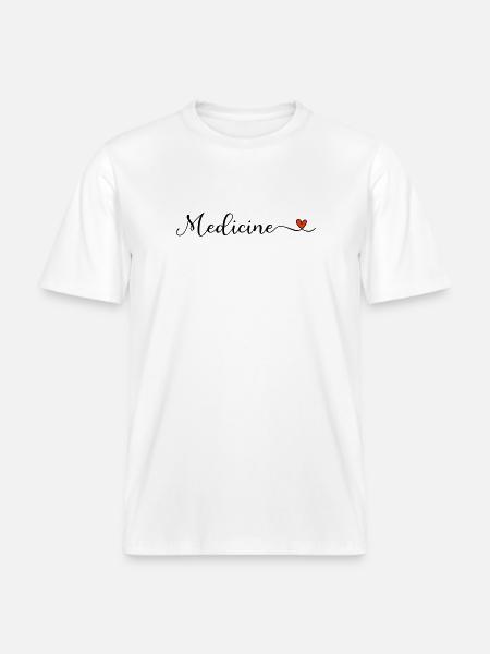 Medicine Heart Lettering - RELAXED FIT Unisex Organic T-Shirt - white