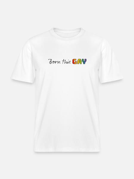Rainbow né ce gay -  T-shirt unisexe RELAXED FIT en coton bio - blanc
