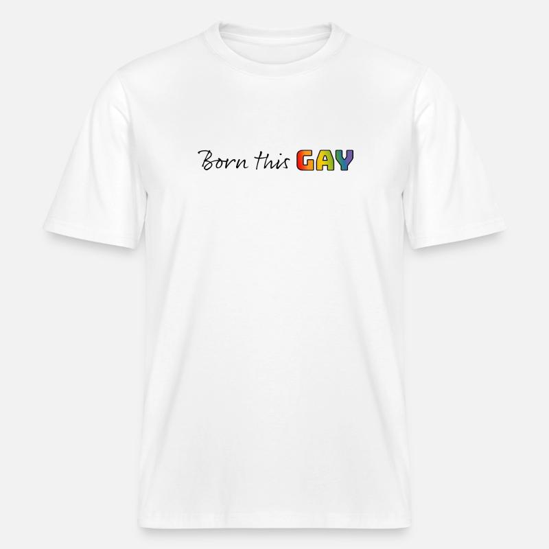 Regenbogen born this gay - RELAXED FIT Unisex Organic T-Shirt - Weiß
