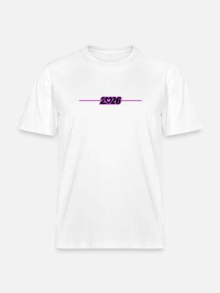 Cœur année 2026 -  T-shirt unisexe RELAXED FIT en coton bio - blanc