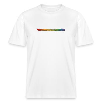 LGBT lgbtqi queer rainbow t-shirt -  RELAXED FIT Unisex Organic T-Shirt - white - Front - Alina (178cm) & Michal (187cm)