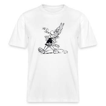 Asterix & Obelix - Asterix sifflant -  T-shirt unisexe RELAXED FIT en coton bio - blanc - Devant - Alina (178cm) & Michal (187cm)