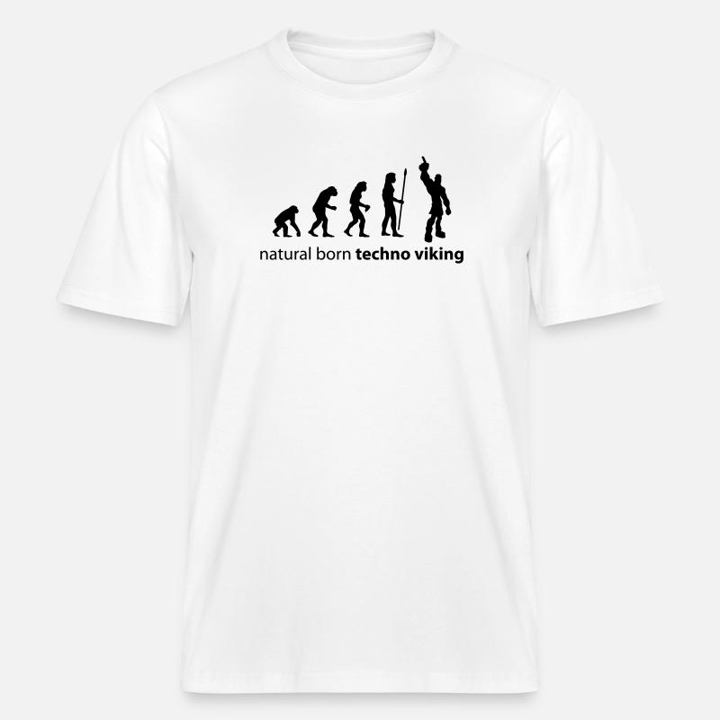 evolution_techno_viking -  T-shirt unisexe RELAXED FIT en coton bio - blanc