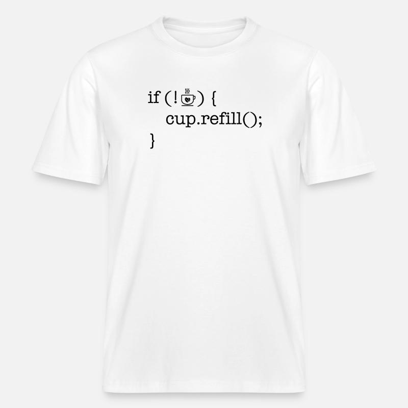 Coffee code software developer humor - RELAXED FIT Unisex Organic T-Shirt - white