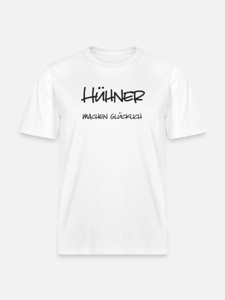 Hühner machen glücklich -  RELAXED FIT Unisex Organic T-Shirt - Weiß