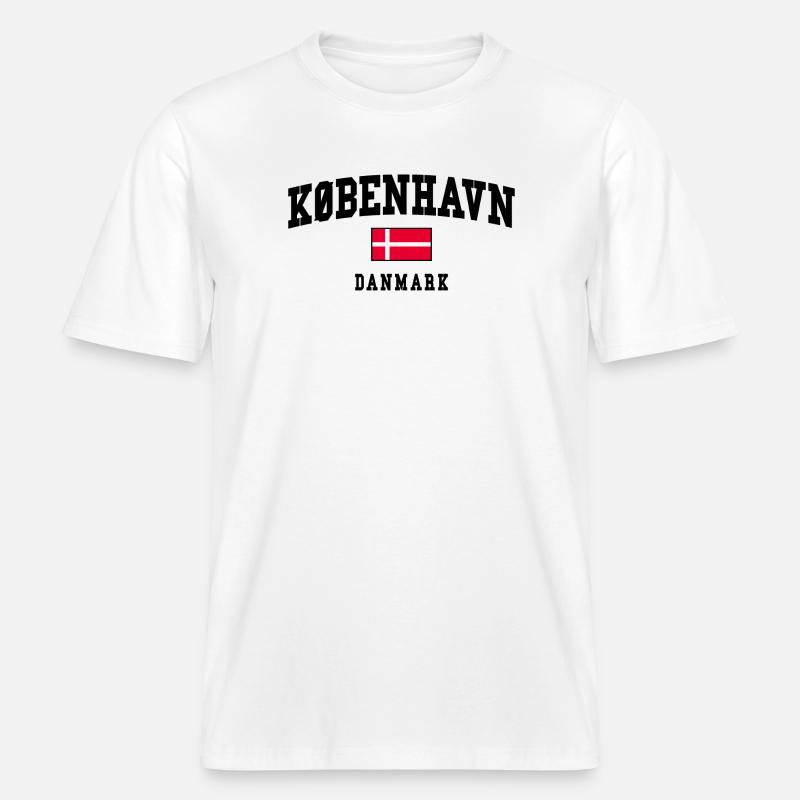 Copenhague Danemark Conception du drapeau -  T-shirt unisexe RELAXED FIT en coton bio - blanc