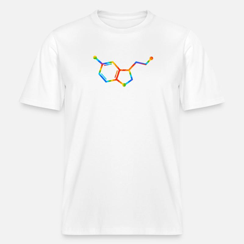 Rainbow Molecule Geometry - seratonin -  RELAXED FIT Unisex Organic T-Shirt - white