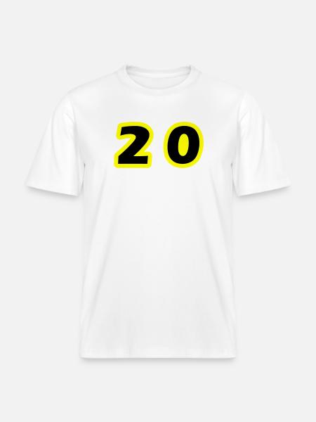 20 Symbole numérique - T-shirt unisexe RELAXED FIT en coton bio - blanc