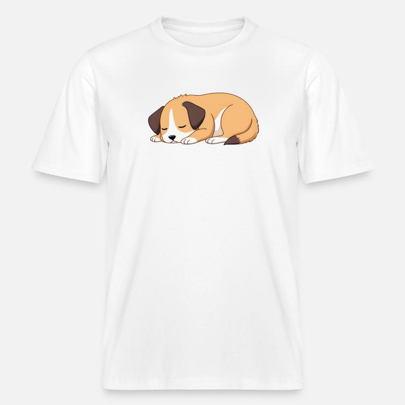 chien endormi -  T-shirt unisexe RELAXED FIT en coton bio - blanc