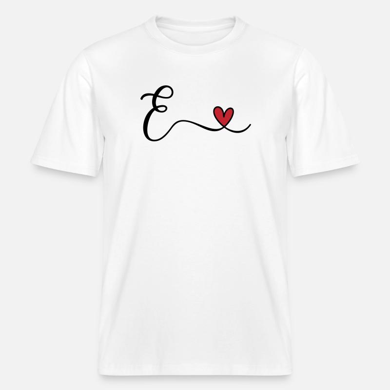 Monogramme de la lettre E -  T-shirt unisexe RELAXED FIT en coton bio - blanc