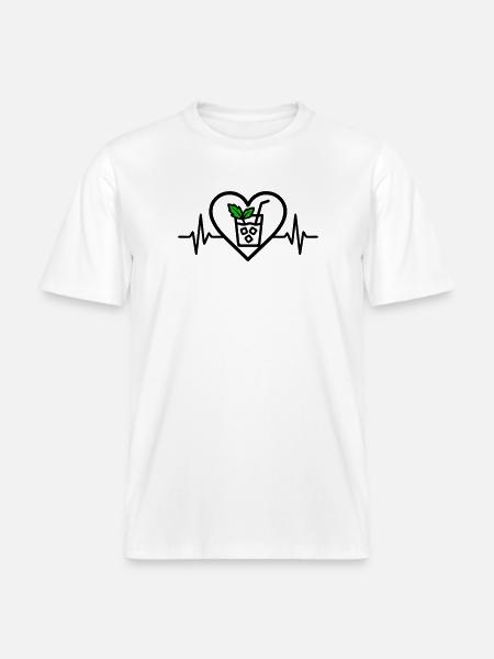 Mojito Heart Cocktail Mint Glass Summer - RELAXED FIT Unisex Organic T-Shirt - white