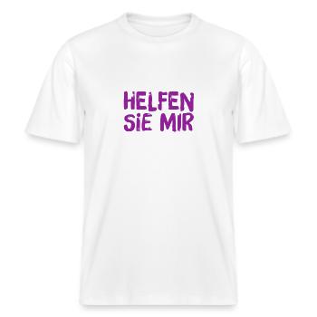 ich brauche Hilfe -  RELAXED FIT Unisex Organic T-Shirt - Weiß - Vorne - Alina (178cm) & Michal (187cm)