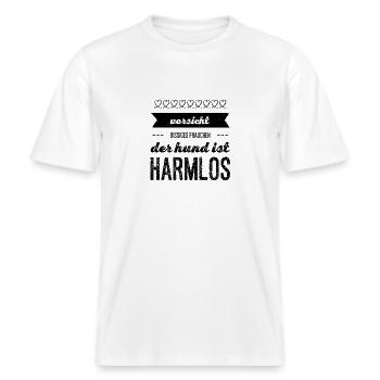 der Hund tut nichts -  RELAXED FIT Unisex Organic T-Shirt - Weiß - Vorne - Alina (178cm) & Michal (187cm)