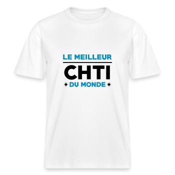 Nord / Ch'ti / Chti / Nordiste / Biloute Nordiste -  T-shirt unisexe RELAXED FIT en coton bio - blanc - Devant - Alina (178cm) & Michal (187cm)
