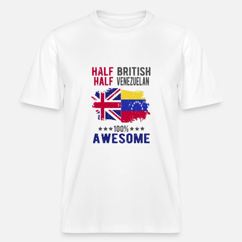 Halb Brite Halb Venezolaner -  RELAXED FIT Unisex Organic T-Shirt - Weiß