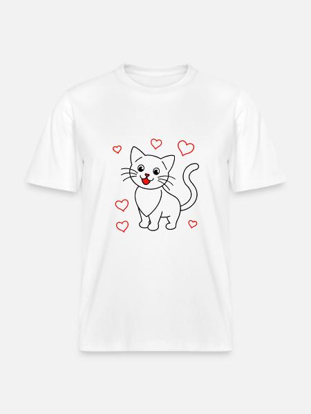 Lovely Cat - RELAXED FIT Unisex Organic T-Shirt - white