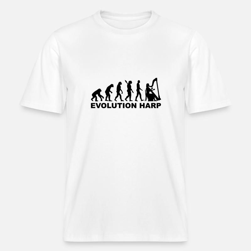 Evolution Harp -  T-shirt unisexe RELAXED FIT en coton bio - blanc