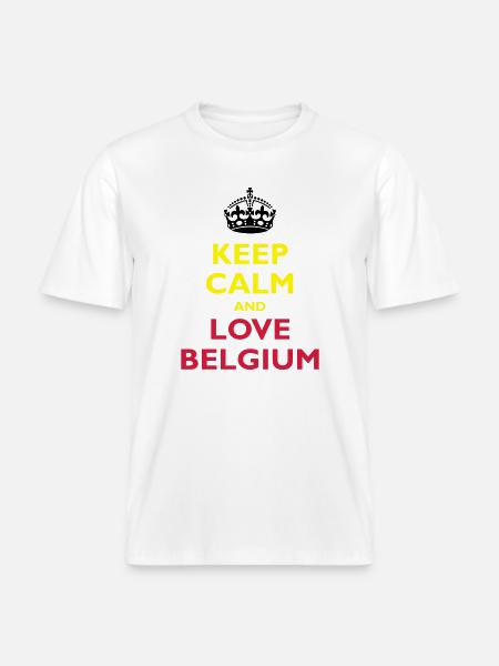 Keep Calm & Love Belgium -  RELAXED FIT Unisex Organic T-Shirt - white