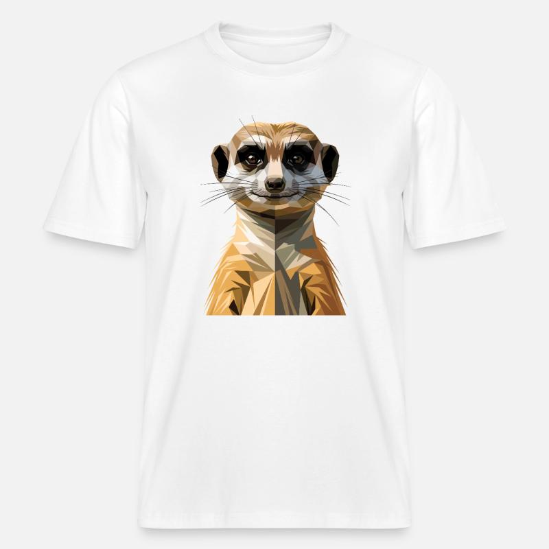 Suricate Suricate Douce Mangouste Suricate -  T-shirt unisexe RELAXED FIT en coton bio - blanc