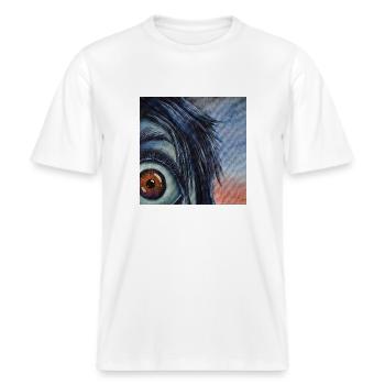 beobachtendes Auge -  RELAXED FIT Unisex Organic T-Shirt - Weiß - Vorne - Alina (178cm) & Michal (187cm)