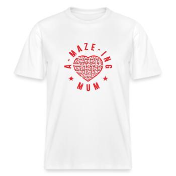 A-maze-ing Mama -  RELAXED FIT Unisex Organic T-Shirt - Weiß - Vorne - Alina (178cm) & Michal (187cm)
