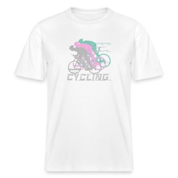 Cycling -  RELAXED FIT Unisex Organic T-Shirt - white - Front - Alina (178cm) & Michal (187cm)