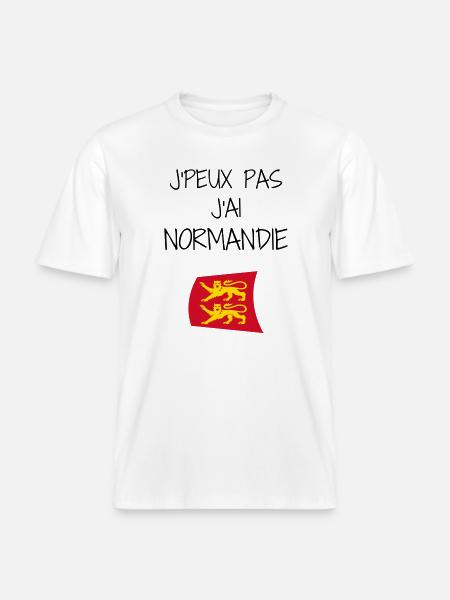 J'peux pas J'ai Normandie -  T-shirt unisexe RELAXED FIT en coton bio - blanc