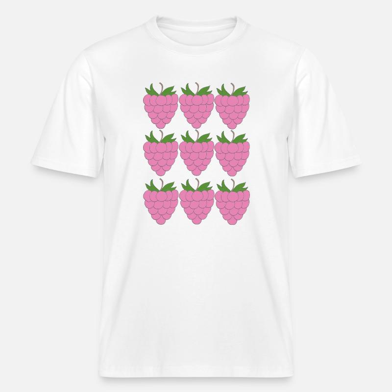 Raspberry Grid Pattern -  RELAXED FIT Unisex Organic T-Shirt - white