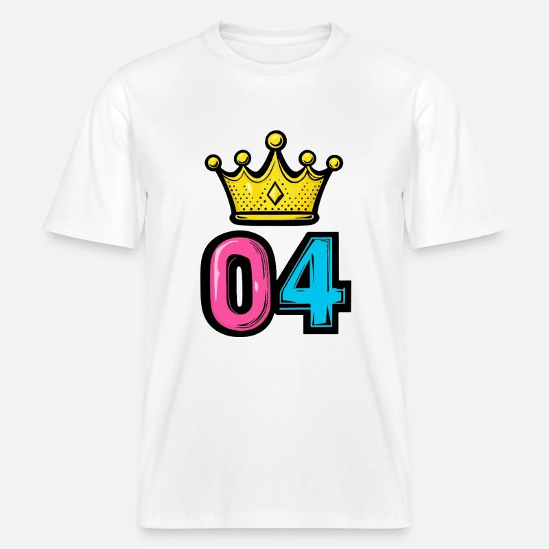 Couronne à 4 chiffres -  T-shirt unisexe RELAXED FIT en coton bio - blanc