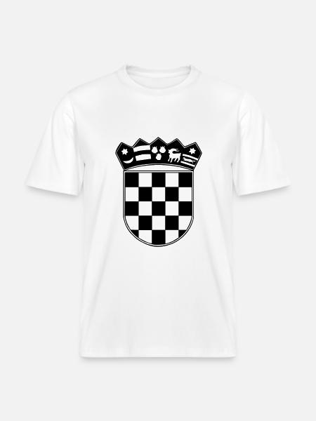 Croatia Coat of Arms - RELAXED FIT Unisex Organic T-Shirt - white